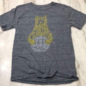 Lucky Brand Boys Size Large T-Shirt “Bears Care For The Clean Air” Grey/Yellow